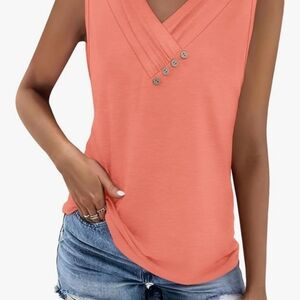 Women's Coral Sleeveless Top